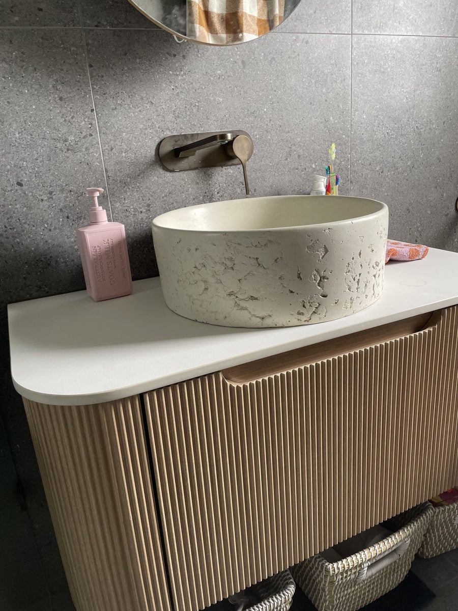 Aarde Round Basin in custom colour, Melbourne home