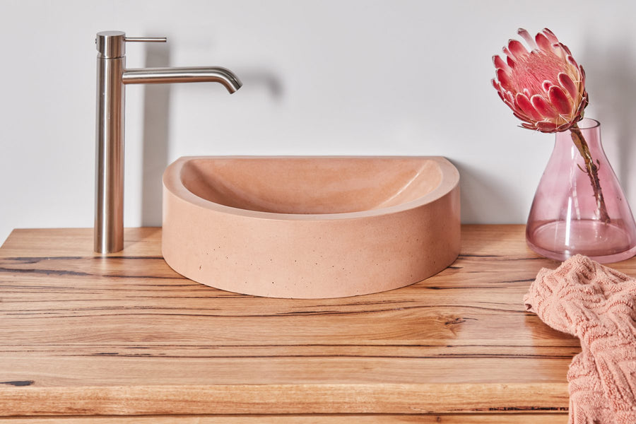 Cassidy Half Circle Basin in French Rose, Styled by Bombora Custom, Torquay