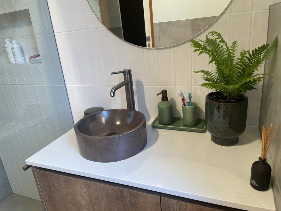 Cassidy Pebble Basin in Espresso, Geelong home