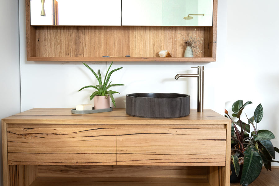 Corra Round Basin in Espresso, Styled by Bombora Custom, Torquay